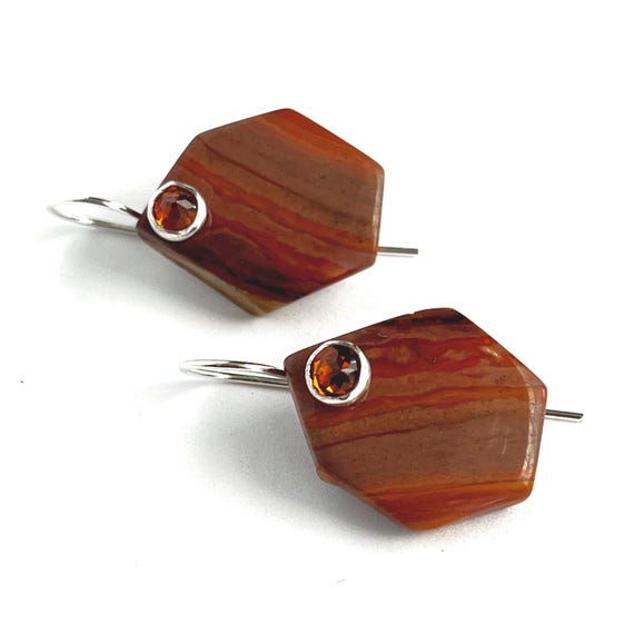 "Felina" Jasper & Hessonite Garnet Earrings