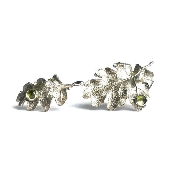 "Quinley” Oak Leaf Peridot Earrings