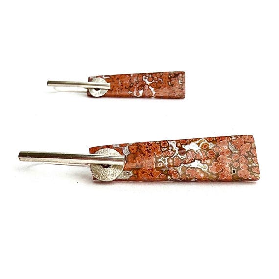 "Preeti" Rose Pink Ocean Jasper Earrings