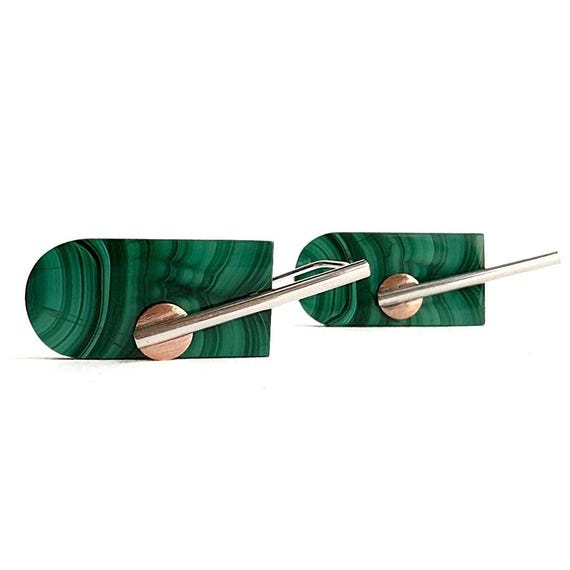 "Francie” Malachite Copper Dot Earrings