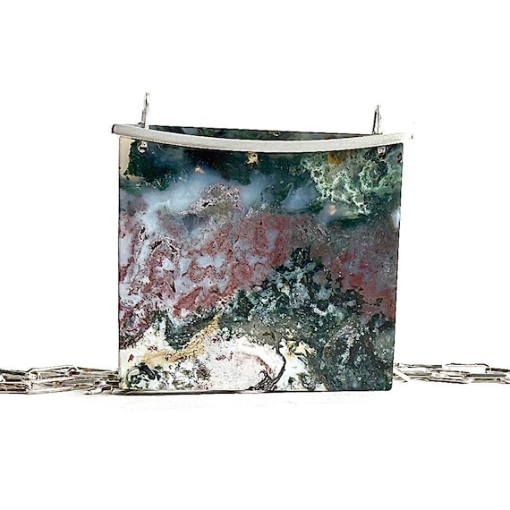 “Scylla” Moss Agate Pendant Necklace