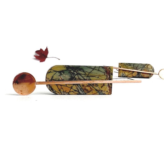 “Marsha” Jasper & Copper Earrings