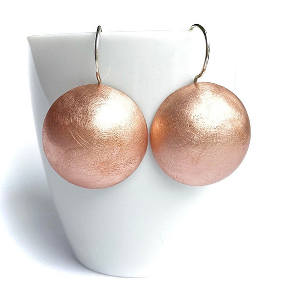 “Penny" Brushed Copper & Sterling Silver Earrings