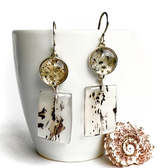 "Iona" Rutilated Quartz & Agate Earrings
