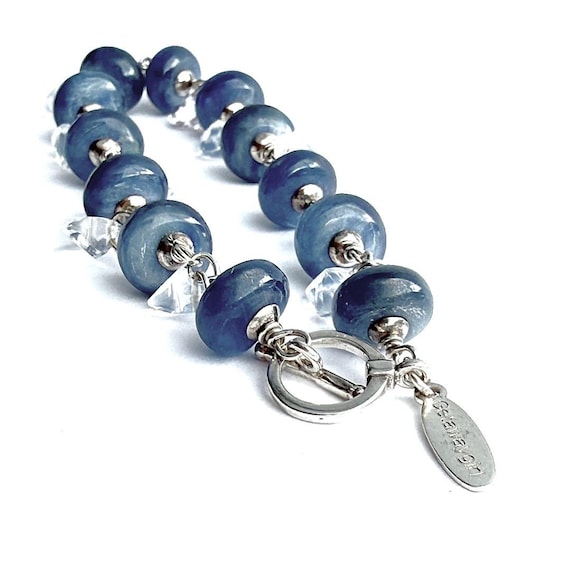 "Beulah" Kyanite & Crystal Bracelet in Sterling Silver