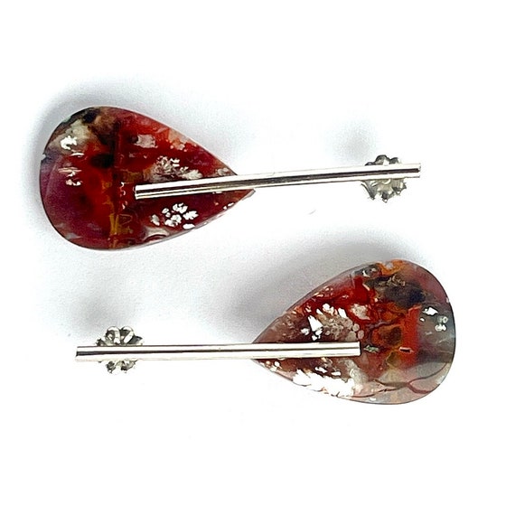 "Agatha" Red Plume Agate Earrings