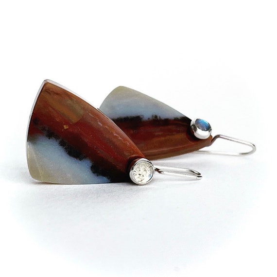 “Cassie" Opalized Wood & Labradorite Earrings