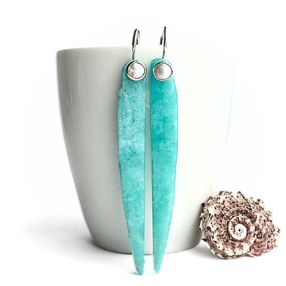 "Nadia" Amazonite & Mother of Pearl Earrings