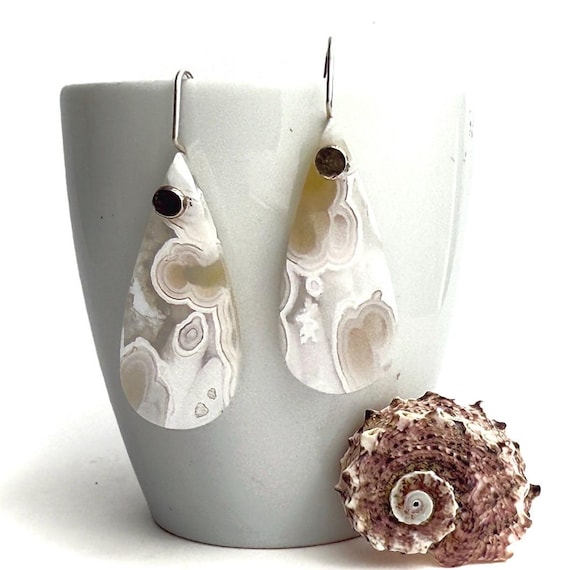 "Sandrine" White Agate Earrings