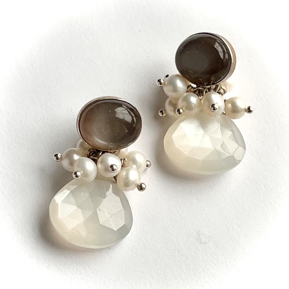 Addison" Moonstone & Pearl Earrings