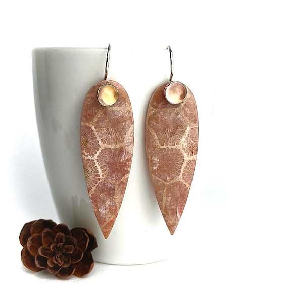 “Natividad” Fossil Coral Earrings
