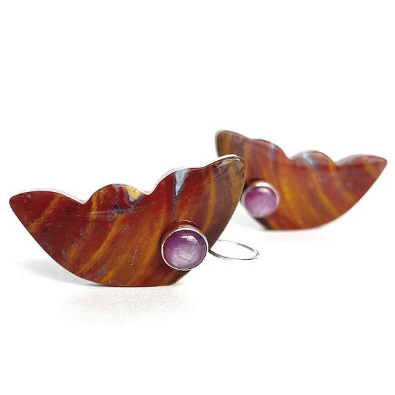 “Ilaria” Jasper & Pink Sapphire Earrings