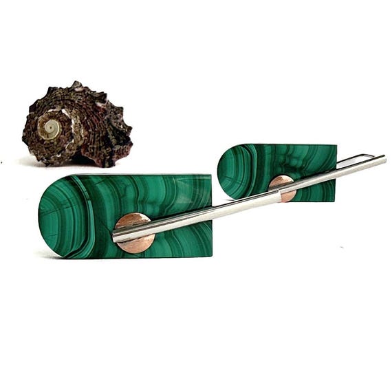 "Francie” Malachite Copper Dot Earrings