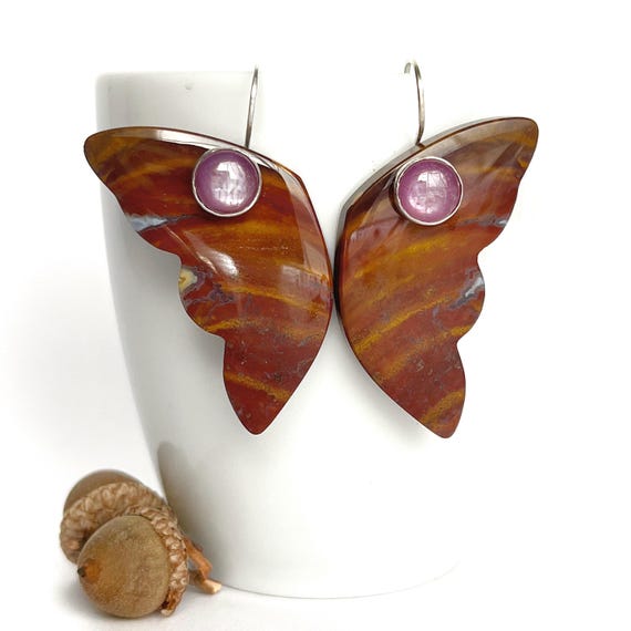 “Ilaria” Jasper & Pink Sapphire Earrings