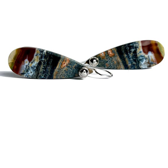“Koli” Opalized Petrified Wood & Pyrite Earrings