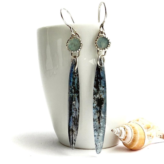 "Beulah" Kyanite & Aquamarine Earrings