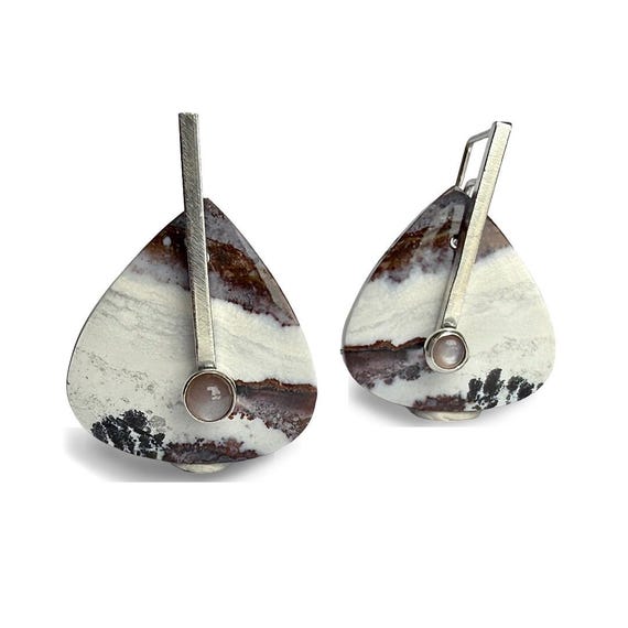 “Arden” Wood Opal & Chocolate Moonstone Earrings
