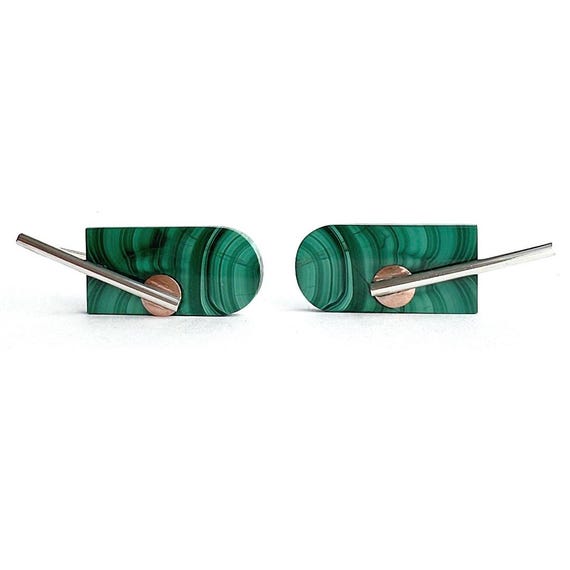 "Francie” Malachite Copper Dot Earrings
