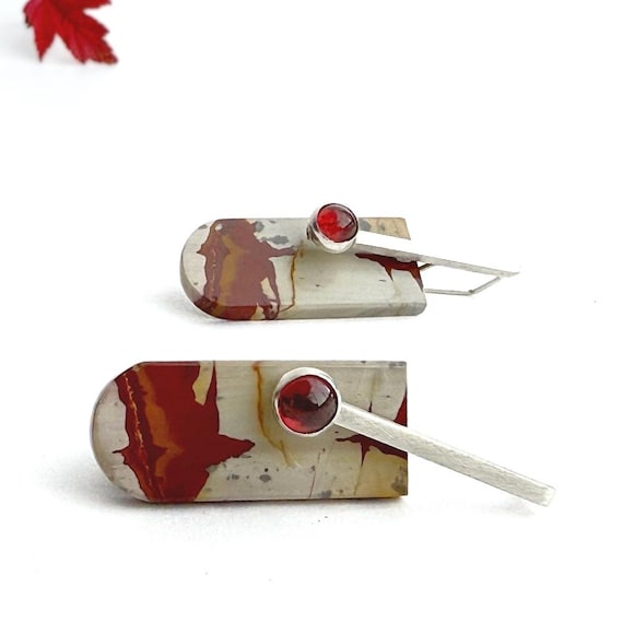“Cherish” Jasper & Garnet Earrings