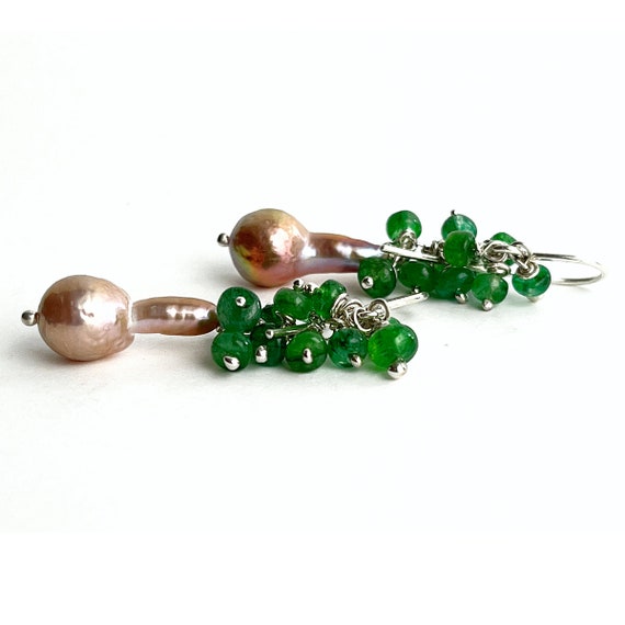 "Abbey" Emerald & Pearl Earrings