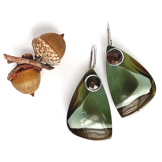 “Yasmin” Polychrome Jasper & Smoky Quartz Earrings