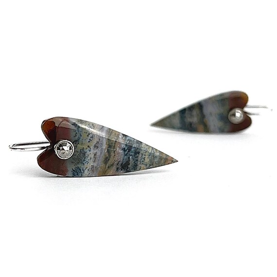 “Marcia” Opalized Petrified Wood & Pyrite Earrings
