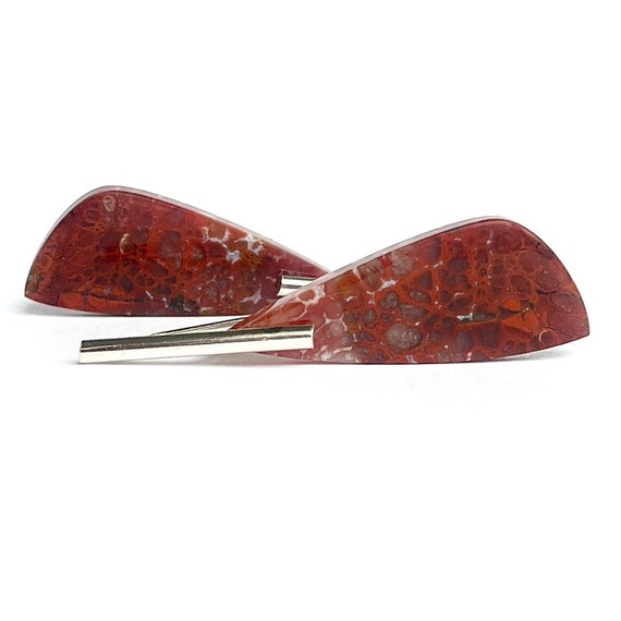 "Bree" Red Plume Agate Earrings