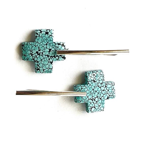 "Fabiana" Turquoise Cross Earrings