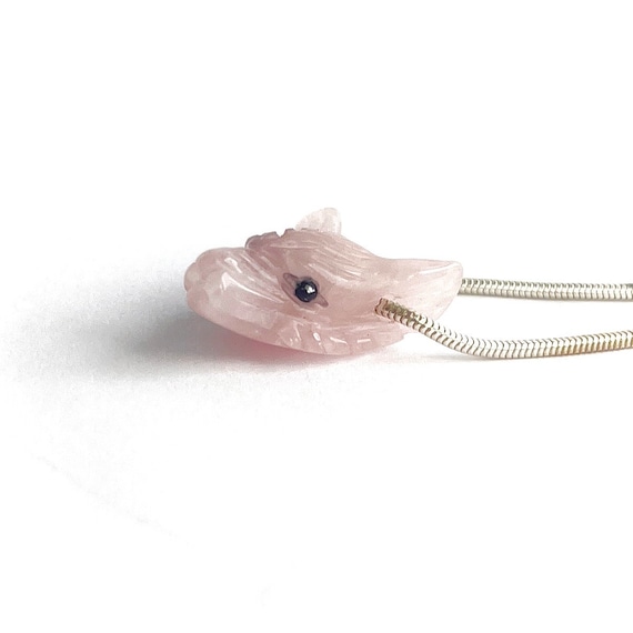 "Gayla" Rose Quartz Wolf Necklace