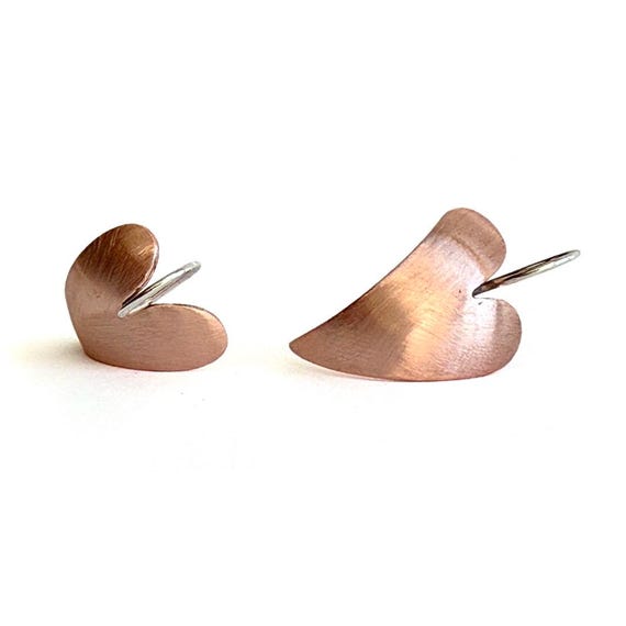 "Gemma" Domed Copper Heart Earrings
