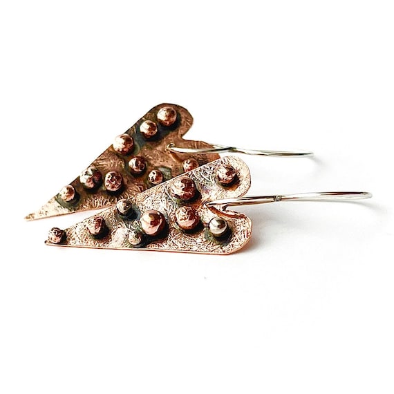 "Astra" Copper Heart Earrings