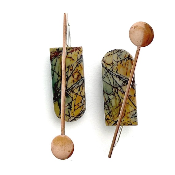 “Marsha” Jasper & Copper Earrings