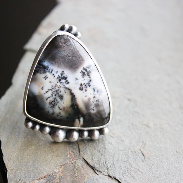 Deep Thaw - Dendritic Opal Statement Ring