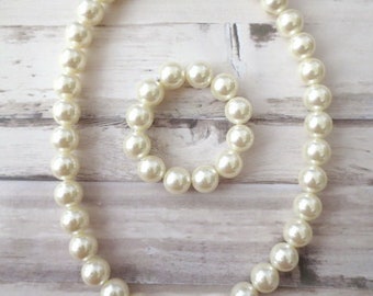 Pearl Baby Necklace, Necklace For Girls, Girl Chunky Necklace, No Clasp Necklace, Baby Girl Necklace, Toddler Necklace