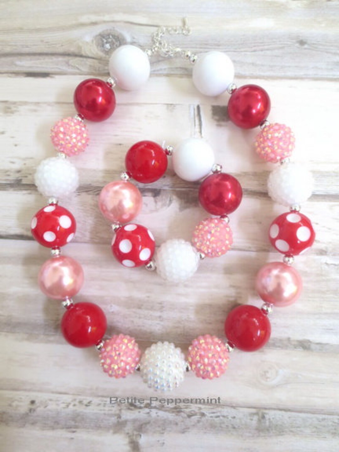 Valentine Girl Necklace,baby Chunky Necklace,toddler Jewelry,girl Bead  Necklace,girls Bubblegum Necklace,pink Red White Bead Necklace - Etsy