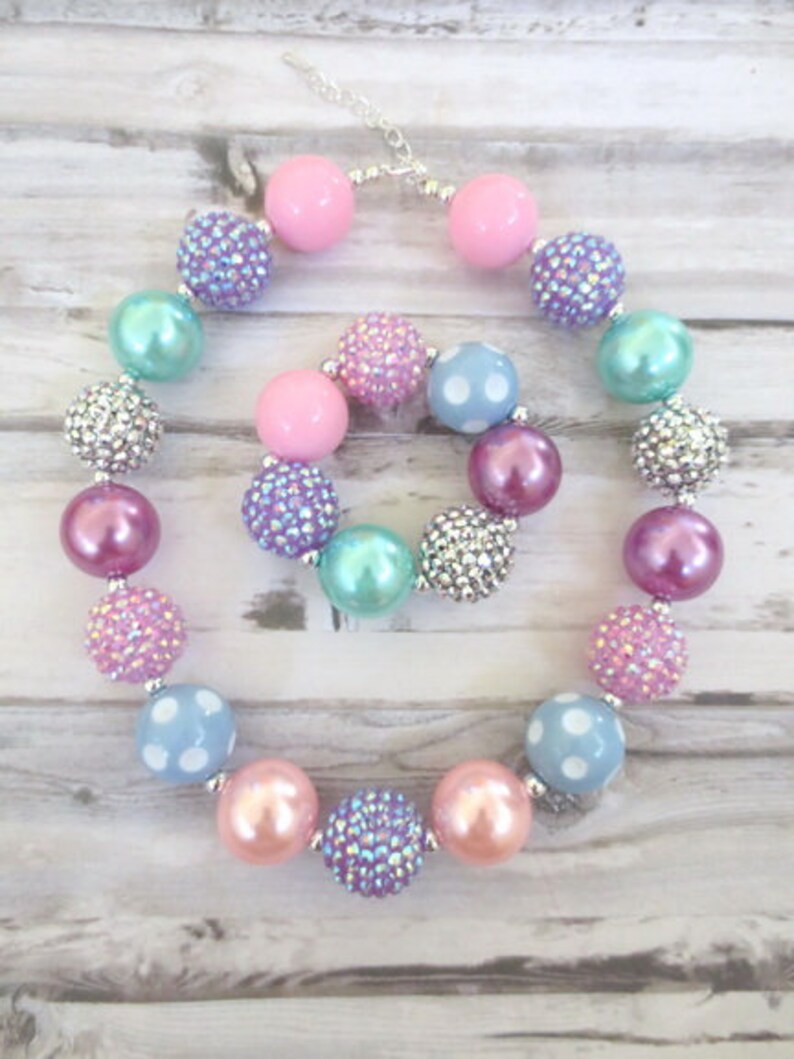 Pink Purple Aqua Baby Necklace Birthday Necklace Girl Etsy