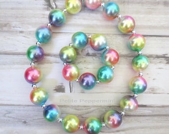 Rainbow Tie Dye Baby Necklace, Girl Bracelet, Necklace for girls, baby bracelet, baby girl necklace