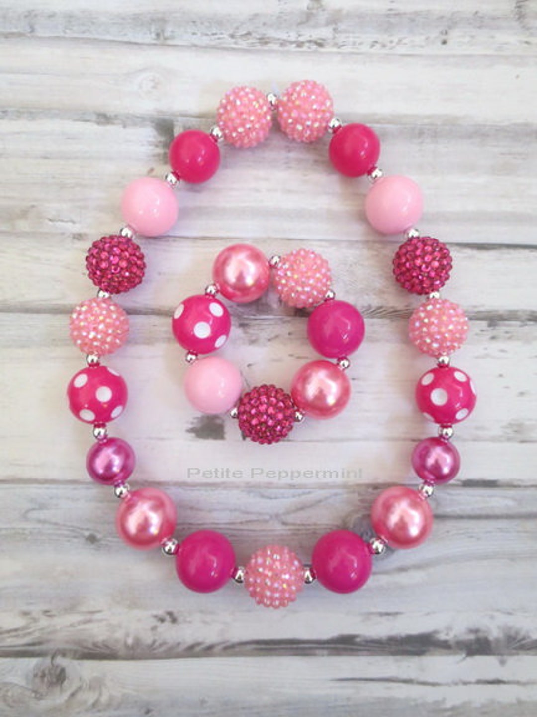 Pink Baby Chunky Necklace, Girl Bead Necklace, Toddler Girl Necklace, Necklace for Girls, No