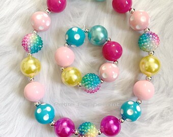Multi Color Baby Necklace, Girl Bead Necklace, Girl Necklace, Baby Chunky Necklace, Toddler Necklace, Toddler Bracelet, Girl Bracelet
