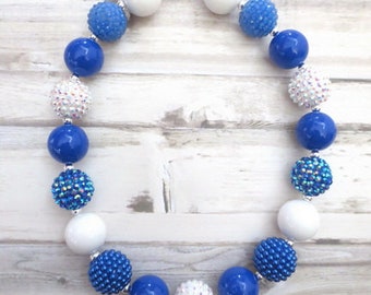 Royal Blue and White Necklace, Baby Necklace, Girl Necklace, Toddler Necklace, Baby Girl Necklace, Baby Chunky Necklace