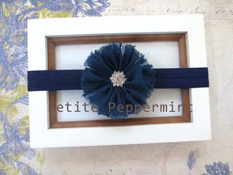 Newborn Headband Toddler Headband Small Flower Baby Head Band Navy Blue Baby Headband Navy Blue Girl Hair Bow Infant Head Band