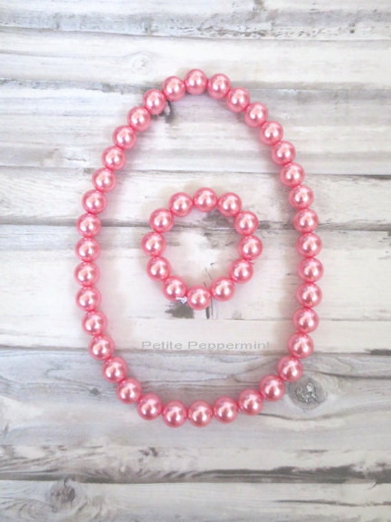 Pink Pearl Baby Necklace Set, Baby Girl Necklace, Girl Bead Necklace, Girl  Necklace Set, Girl Jewelry, No Clasp Baby Necklace