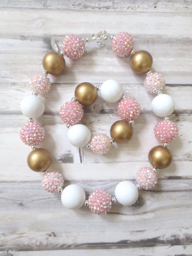 Pink Gold Girls Necklace Girl Necklace SetBaby Bead Etsy