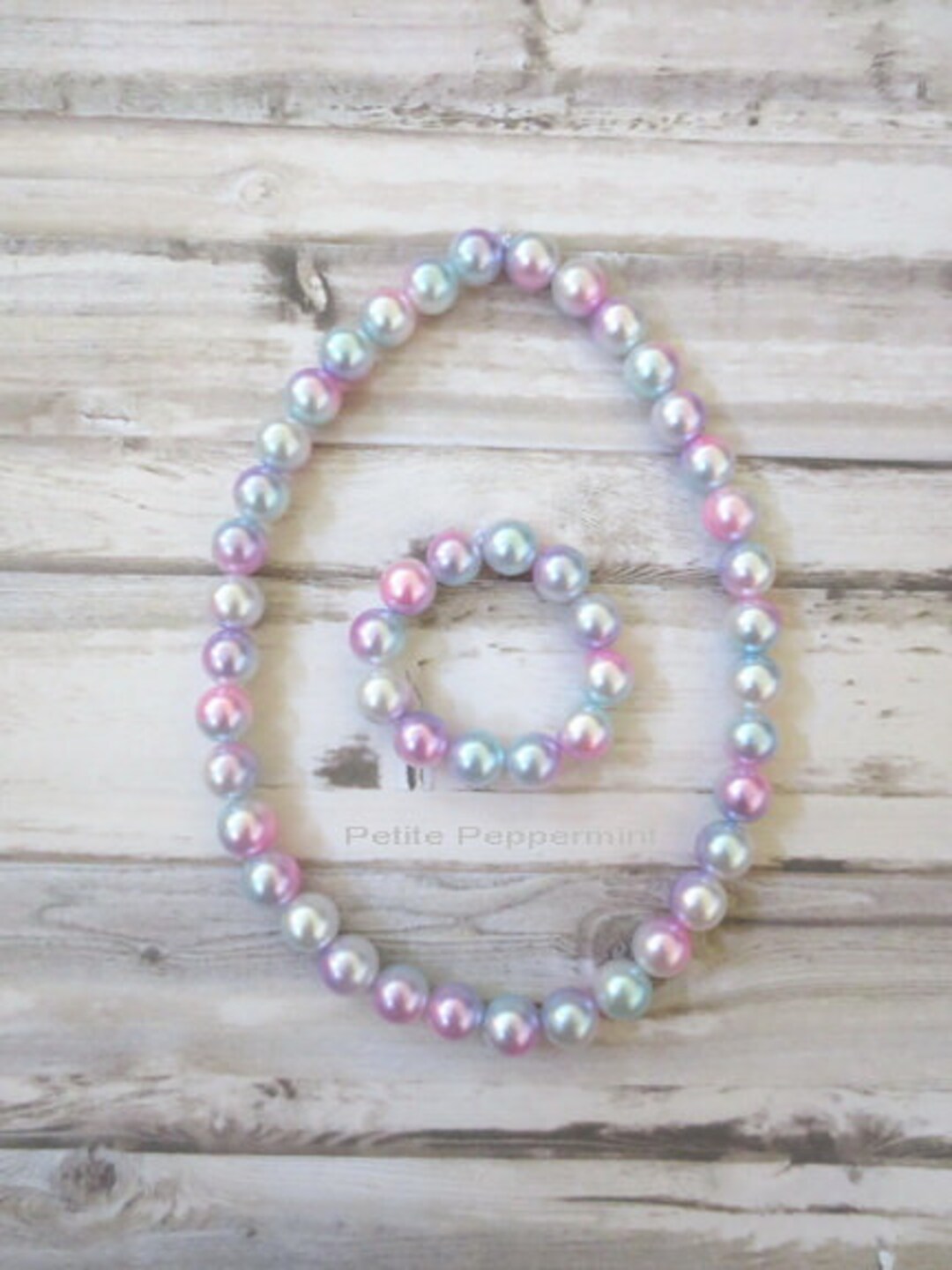 Tie Dye Pearl Baby Necklace, Girl Necklace, Baby Bead Necklace, Toddler