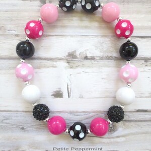 Baby Girl Necklace, Girl Necklace, Black and Hot Pink Necklace, Girl Bracelet, Baby Bead Necklace, Girl Bubblegum Necklace, Toddler Necklace