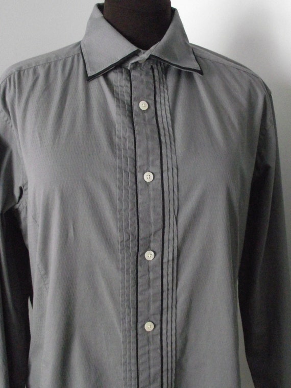 Original Penquin Grey Black Pipping Tux Shirt Cuff