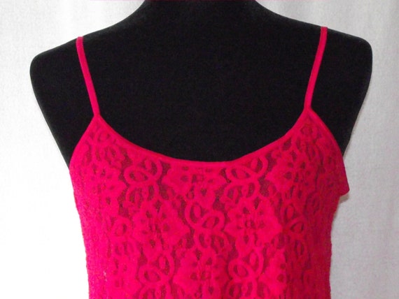 Lipstick Red Lace Short Nightgown Sz M Camisole S… - image 8