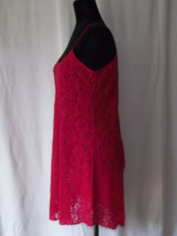 Lipstick Red Lace Short Nightgown Sz M Camisole S… - image 3
