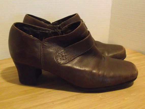 Clark Zip Ankle Boot Chocolate Wide Heel Shoe Sz … - image 4