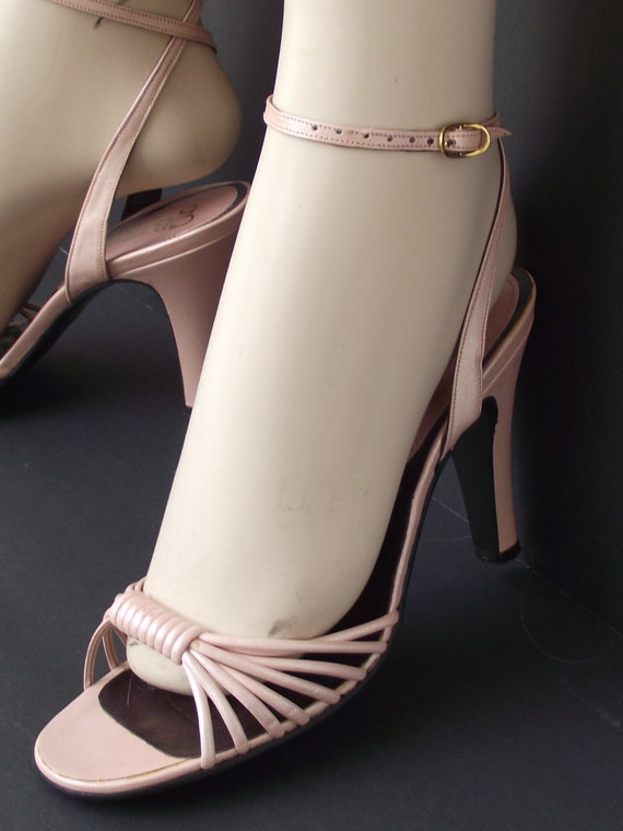 Gamins Metallic Rose Pink Ankle Strap Sandal Pumps